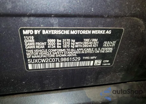 2020 BMW X7 xDrive40I z USA, uszkodzony, nr VIN 5UXCW2C07L9B61529